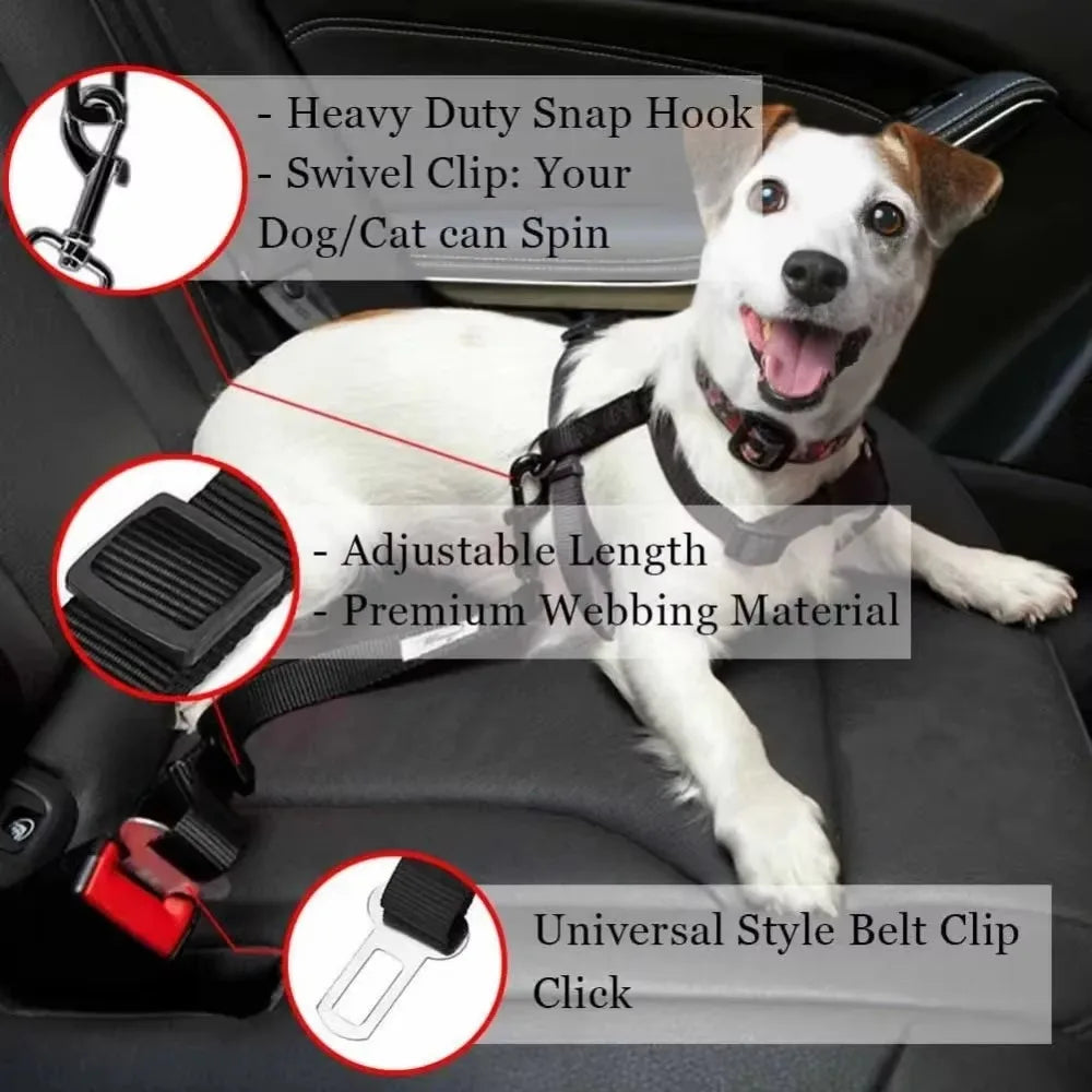 Cinto de segurança para carro e gato, acessórios para cães, arnês ajustável, trela de chumbo, clipe de viagem pequeno e médio, coleira para cachorro, itens para animais de estimação