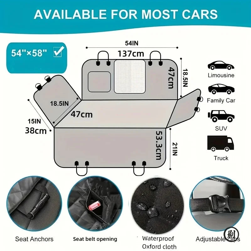 Capa ideal para assento de carro, atualize seus assentos de carro com esta capa de rede para cães à prova d'água e resistente a arranhões!