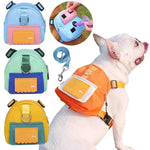 Bolsa de armazenamento de lanche para animais de estimação com coleira, mochila multifuncional de grande capacidade para cães, mochila com arnês ajustável, adequada para viagens para animais de estimação