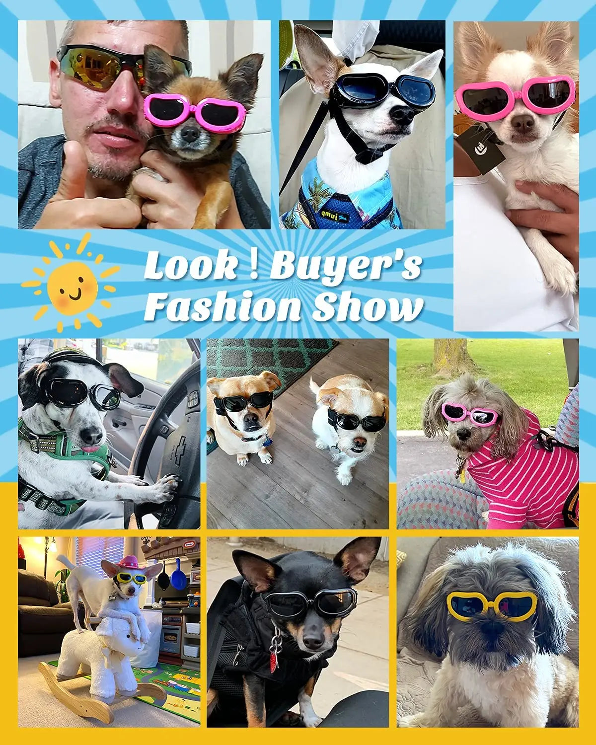 Decorações de Natal Óculos De Sol, Proteção UV Goggles, Eye Wear, Alça Ajustável, Impermeável Pet Sungla, Cão Pequeno