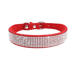 Coleira de cachorro de cristal de fibra de camurça confortável glitter strass coleiras de cachorro fivela de liga de zinco para cães pequenos gatos XXS-XL