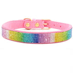 Coleira de cachorro de cristal de fibra de camurça confortável glitter strass coleiras de cachorro fivela de liga de zinco para cães pequenos gatos XXS-XL