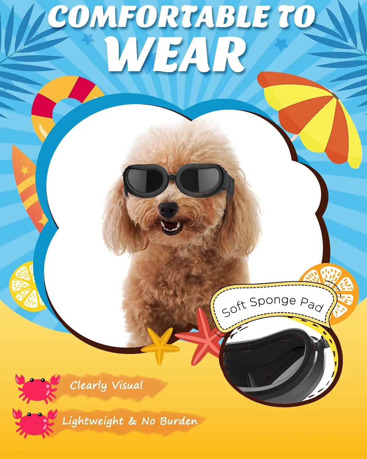 Decorações de Natal Óculos De Sol, Proteção UV Goggles, Eye Wear, Alça Ajustável, Impermeável Pet Sungla, Cão Pequeno