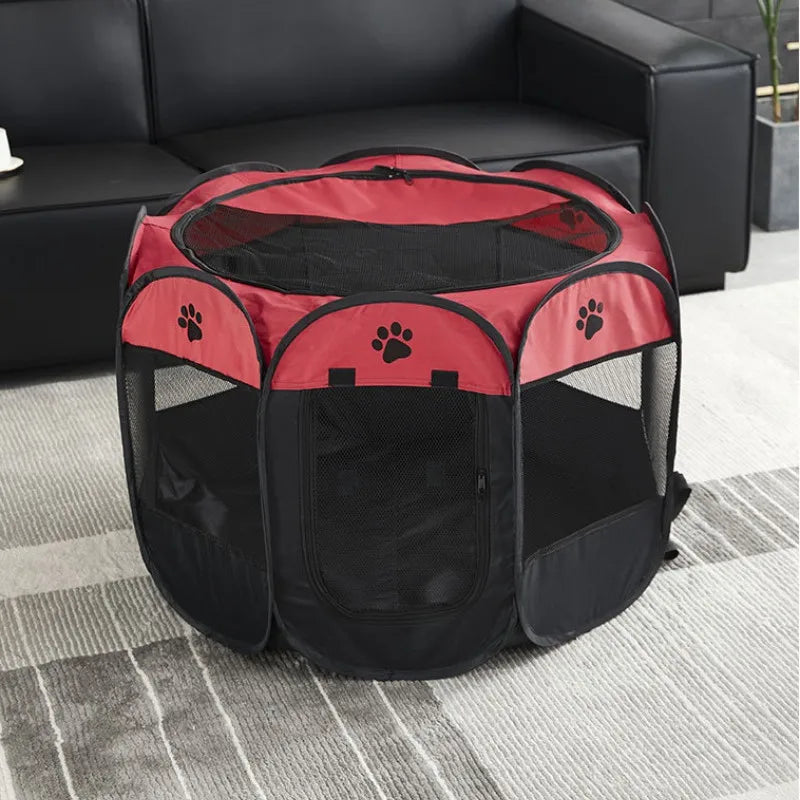 Cercadinho octógono dobrável para animais de estimação, tecido oxford, gaiola removível, lavável, barraca para gatos e caixa de parto para filhotes/gatinhos