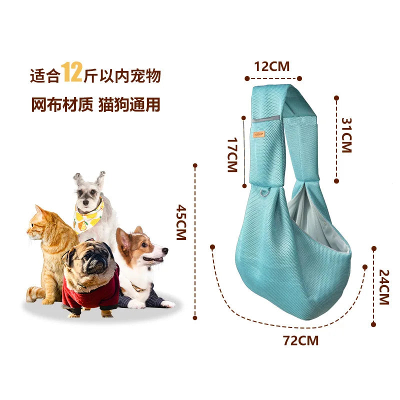 Bolsa de malha de poliéster respirável para cães, bolsa de ombro crossbody para animais de estimação, viagem ao ar livre, portátil, gato, filhote de cachorro, bolsa de transporte