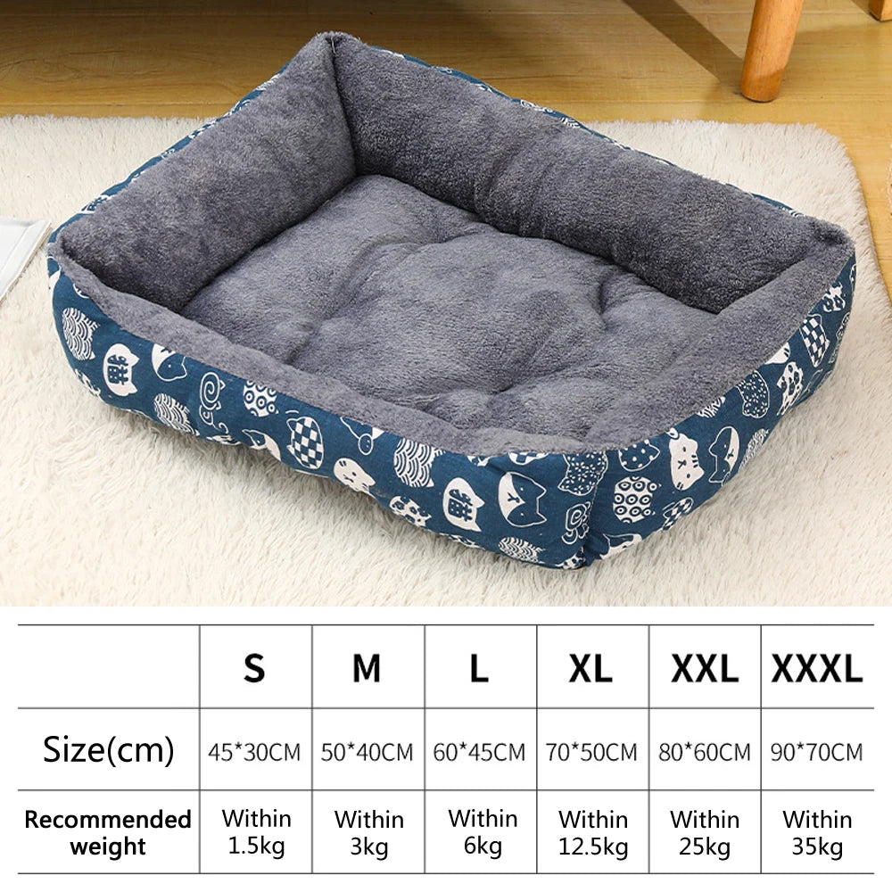 Cama grande para cães, cama quente para gatos, sofá, casa para cães, tapete grosso, cesta respirável para suprimentos para cães