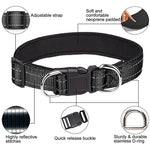 Coleira reflexiva para cães médios e grandes, coleira acolchoada de neoprene macio, resistente, ajustável, suprimentos para coleira de animais de estimação