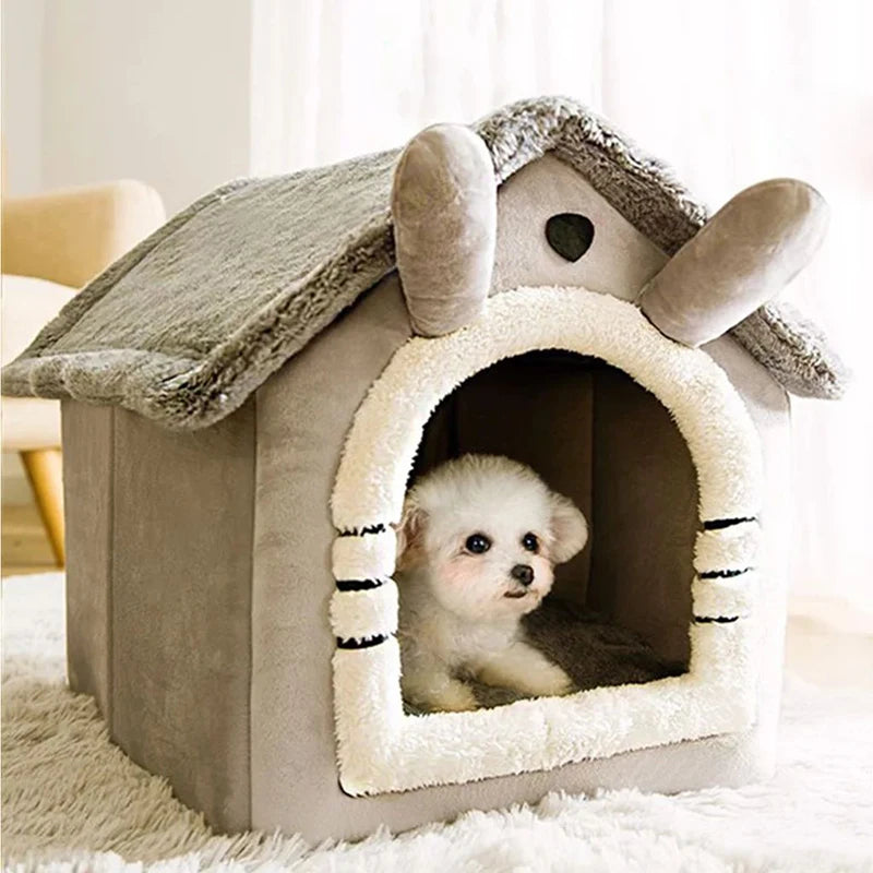 Casa interna quente para cães, cama macia para animais de estimação, tenda, canil, cama para gatos com almofada removível, adequada para animais de estimação pequenos, médios e grandes