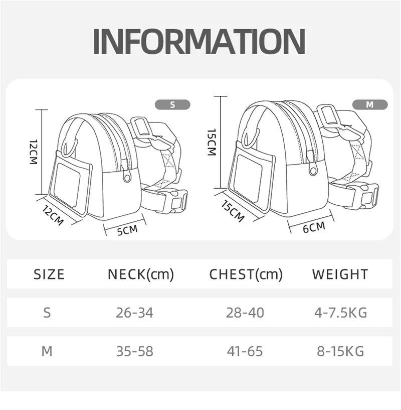 Mochila para animais de estimação, à prova d'água, para cães, filhote de cachorro, com coleira, viagem ao ar livre, lanches, buldogue francês, acessórios para cães